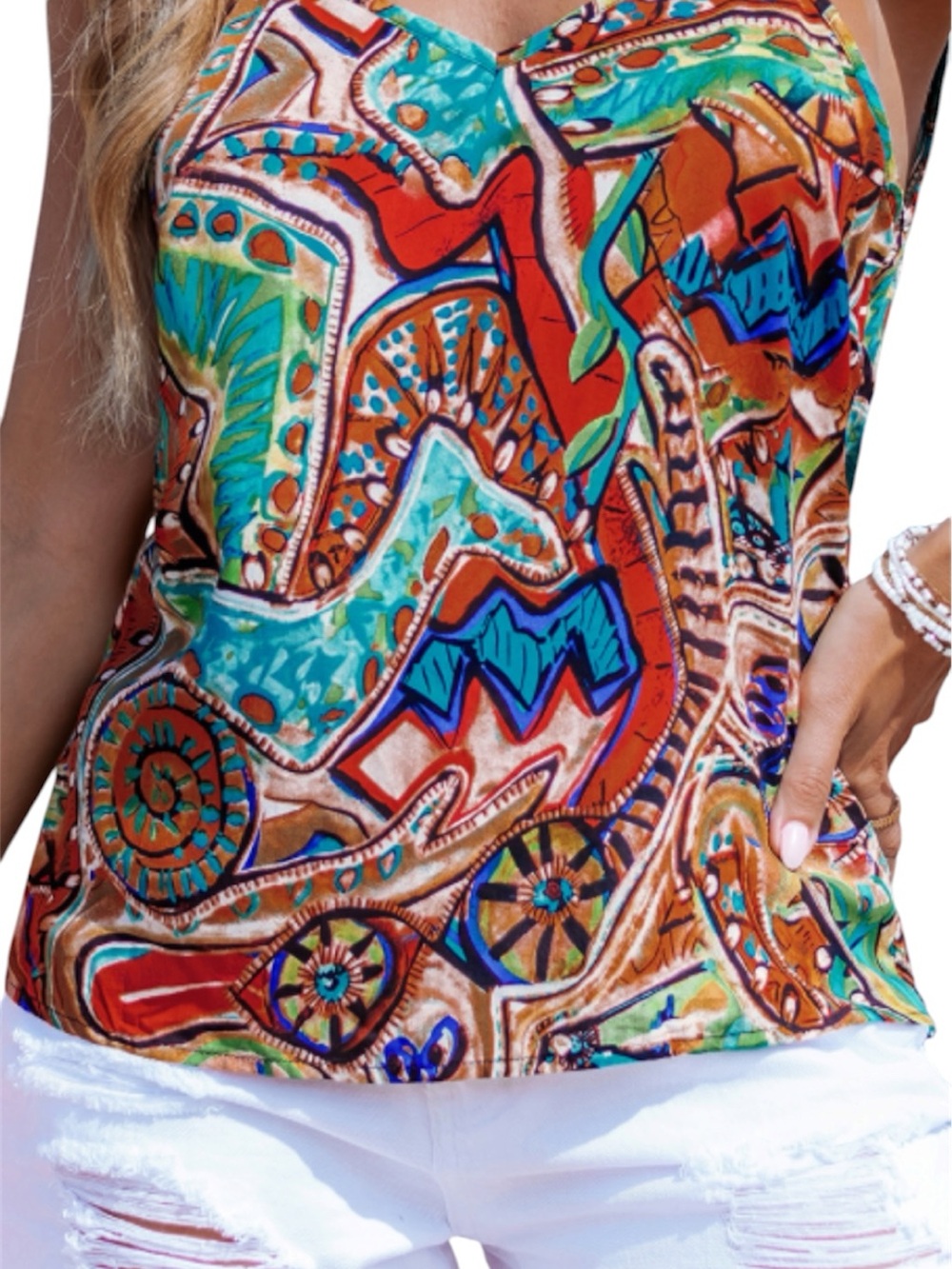 SHEIN Multicolor Boho Strapless Casual Paisley Camisole Women's size L ,,L331
